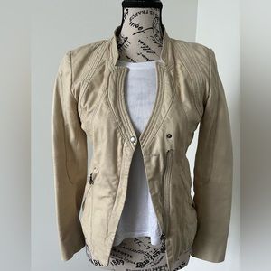 Leather jacket beige